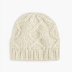 J Crew Cable hat in Italian wool blend ivory